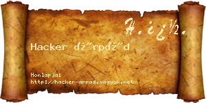 Hacker Árpád névjegykártya